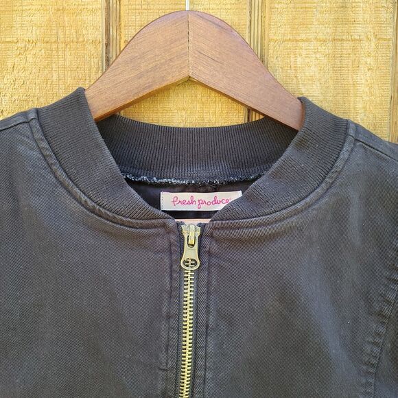 Fresh Produce Black Priya Bomber Full Zip Jacket Womens Size S - Picture 2 of 10